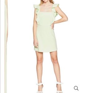 BCBG RUFFLE SQUARE NECK DRESS